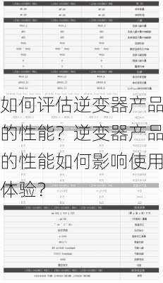 如何评估逆变器产品的性能？逆变器产品的性能如何影响使用体验？