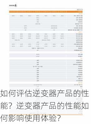 如何评估逆变器产品的性能？逆变器产品的性能如何影响使用体验？-第2张图片-苏希特新能源