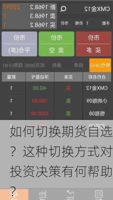 如何切换期货自选？这种切换方式对投资决策有何帮助？-第1张图片-苏希特新能源