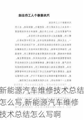 新能源汽车维修技术总结怎么写,新能源汽车维修技术总结怎么写啊-第3张图片-苏希特新能源