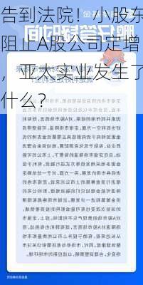 告到法院！小股东阻止A股公司定增，亚太实业发生了什么？-第3张图片-苏希特新能源