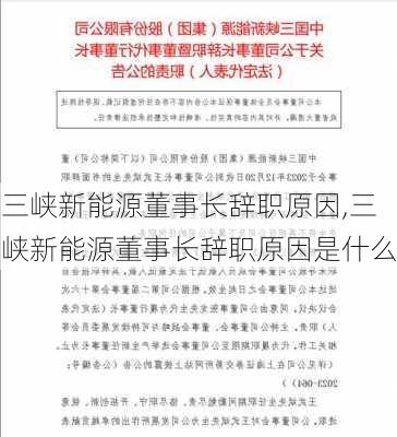 三峡新能源董事长辞职原因,三峡新能源董事长辞职原因是什么-第3张图片-苏希特新能源