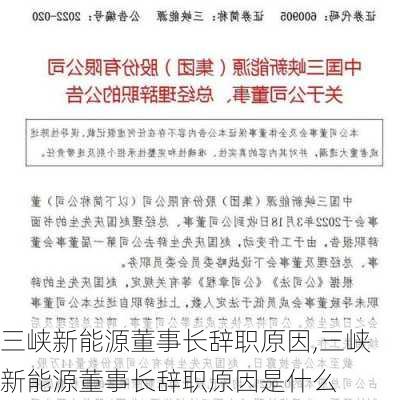 三峡新能源董事长辞职原因,三峡新能源董事长辞职原因是什么-第2张图片-苏希特新能源