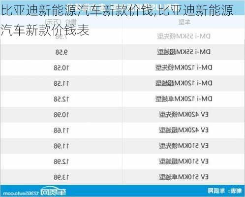 比亚迪新能源汽车新款价钱,比亚迪新能源汽车新款价钱表-第1张图片-苏希特新能源