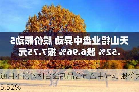 通用不锈钢和合金制品公司盘中异动 股价大跌5.52%-第2张图片-苏希特新能源