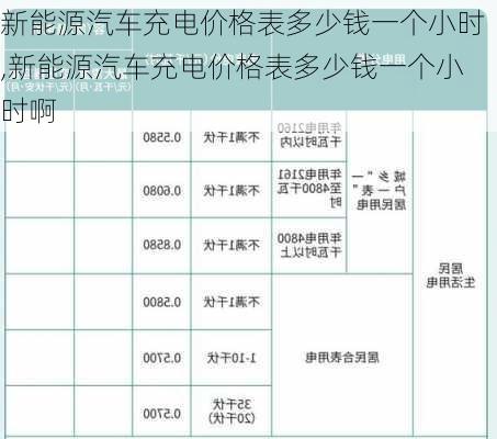 新能源汽车充电价格表多少钱一个小时,新能源汽车充电价格表多少钱一个小时啊