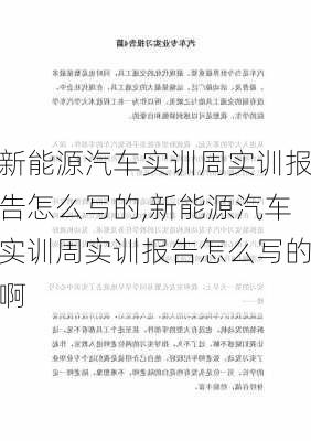 新能源汽车实训周实训报告怎么写的,新能源汽车实训周实训报告怎么写的啊-第1张图片-苏希特新能源