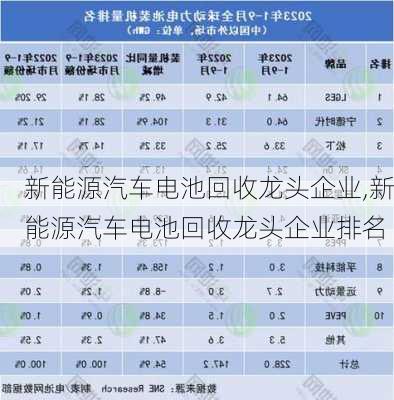 新能源汽车电池回收龙头企业,新能源汽车电池回收龙头企业排名-第1张图片-苏希特新能源