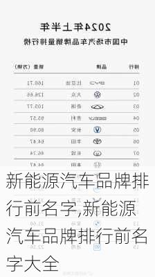 新能源汽车品牌排行前名字,新能源汽车品牌排行前名字大全