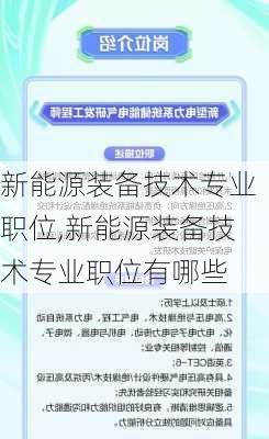 新能源装备技术专业职位,新能源装备技术专业职位有哪些