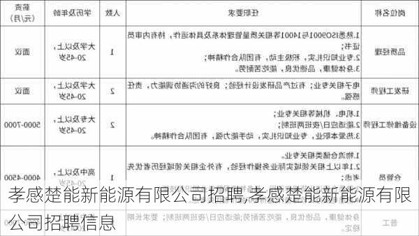 孝感楚能新能源有限公司招聘,孝感楚能新能源有限公司招聘信息-第2张图片-苏希特新能源