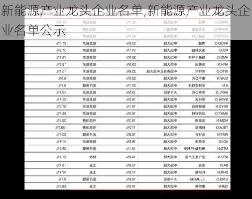 新能源产业龙头企业名单,新能源产业龙头企业名单公示-第3张图片-苏希特新能源