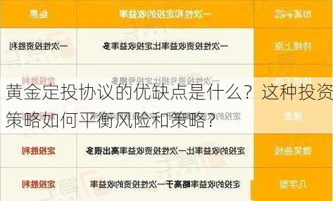 黄金定投协议的优缺点是什么？这种投资策略如何平衡风险和策略？-第3张图片-苏希特新能源