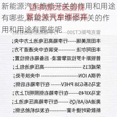 新能源汽车维修开关的作用和用途有哪些,新能源汽车维修开关的作用和用途有哪些呢-第1张图片-苏希特新能源