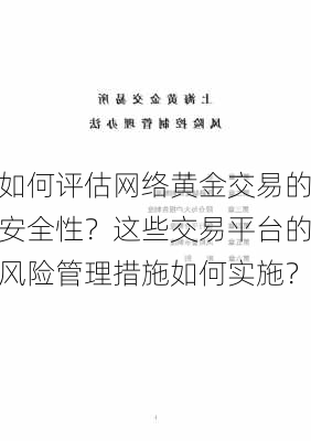 如何评估网络黄金交易的安全性？这些交易平台的风险管理措施如何实施？-第2张图片-苏希特新能源