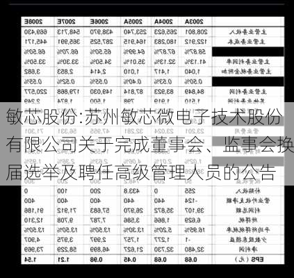 敏芯股份:苏州敏芯微电子技术股份有限公司关于完成董事会、监事会换届选举及聘任高级管理人员的公告-第1张图片-苏希特新能源