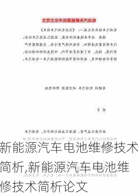 新能源汽车电池维修技术简析,新能源汽车电池维修技术简析论文-第2张图片-苏希特新能源