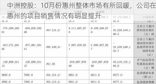 中洲控股：10月份惠州整体市场有所回暖，公司在惠州的项目销售情况有明显提升-第1张图片-苏希特新能源