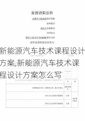 新能源汽车技术课程设计方案,新能源汽车技术课程设计方案怎么写