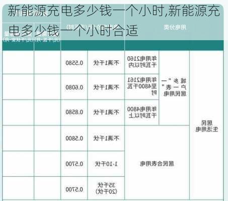 新能源充电多少钱一个小时,新能源充电多少钱一个小时合适