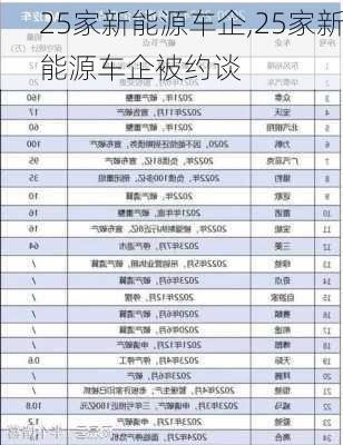 25家新能源车企,25家新能源车企被约谈-第3张图片-苏希特新能源