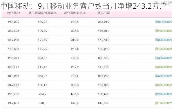 中国移动：9月移动业务客户数当月净增243.2万户-第2张图片-苏希特新能源