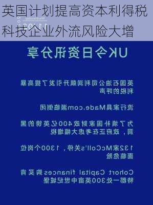 英国计划提高资本利得税 科技企业外流风险大增-第1张图片-苏希特新能源