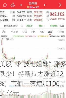 美股“科技七姐妹”涨多跌少！特斯拉大涨近22%，市值一夜增加10651亿元