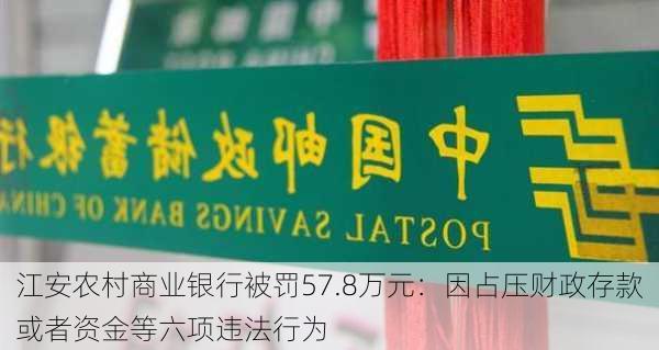 江安农村商业银行被罚57.8万元：因占压财政存款或者资金等六项违法行为-第3张图片-苏希特新能源