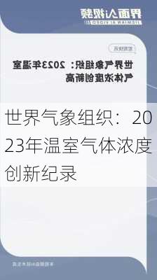 世界气象组织：2023年温室气体浓度创新纪录