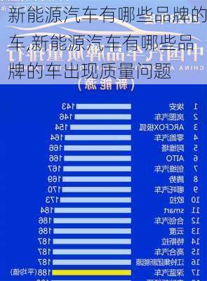 新能源汽车有哪些品牌的车,新能源汽车有哪些品牌的车出现质量问题