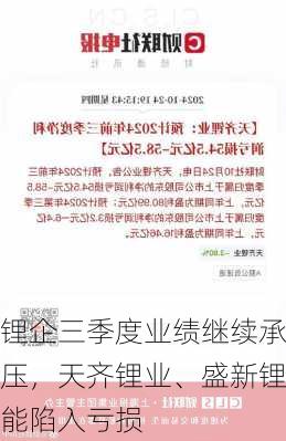 锂企三季度业绩继续承压，天齐锂业、盛新锂能陷入亏损-第3张图片-苏希特新能源