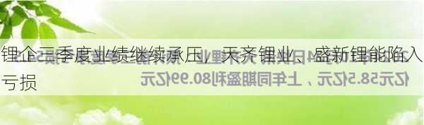 锂企三季度业绩继续承压，天齐锂业、盛新锂能陷入亏损-第2张图片-苏希特新能源