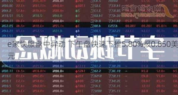 e家快服盘中异动 下午盘快速下挫5.80%报0.850美元-第1张图片-苏希特新能源