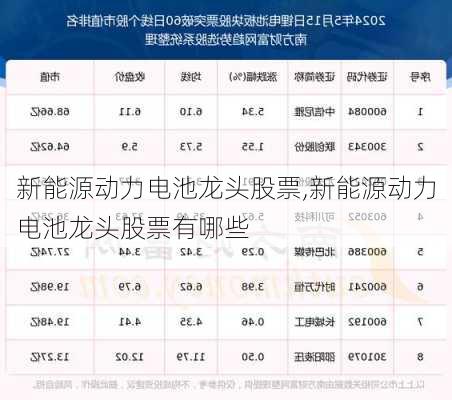 新能源动力电池龙头股票,新能源动力电池龙头股票有哪些-第2张图片-苏希特新能源