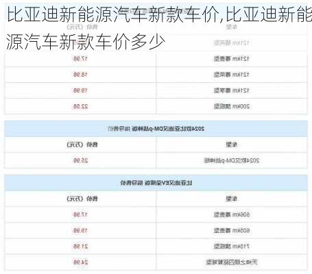 比亚迪新能源汽车新款车价,比亚迪新能源汽车新款车价多少