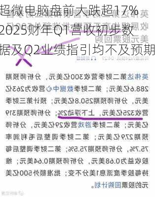 超微电脑盘前大跌超17% 2025财年Q1营收初步数据及Q2业绩指引均不及预期-第2张图片-苏希特新能源