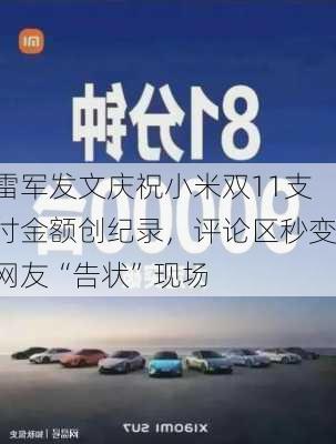 雷军发文庆祝小米双11支付金额创纪录，评论区秒变网友“告状”现场-第3张图片-苏希特新能源