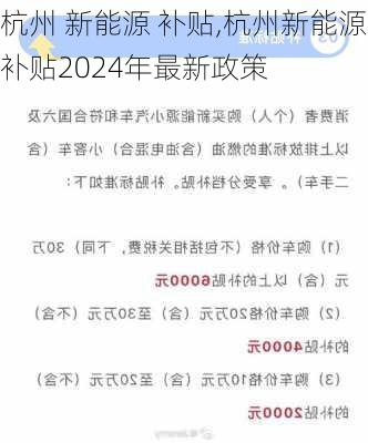 杭州 新能源 补贴,杭州新能源补贴2024年最新政策