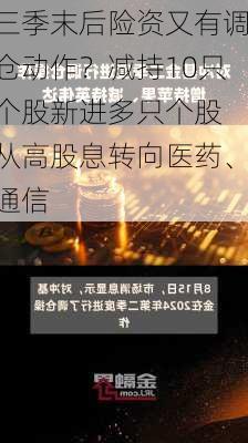 三季末后险资又有调仓动作？减持10只个股新进多只个股 从高股息转向医药、通信-第2张图片-苏希特新能源