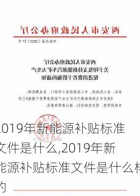 2019年新能源补贴标准文件是什么,2019年新能源补贴标准文件是什么样的