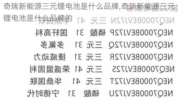 奇瑞新能源三元锂电池是什么品牌,奇瑞新能源三元锂电池是什么品牌的