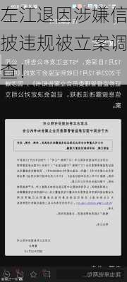 左江退因涉嫌信披违规被立案调查！-第3张图片-苏希特新能源