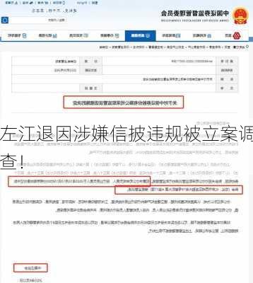 左江退因涉嫌信披违规被立案调查！