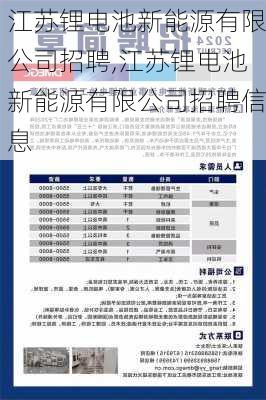 江苏锂电池新能源有限公司招聘,江苏锂电池新能源有限公司招聘信息