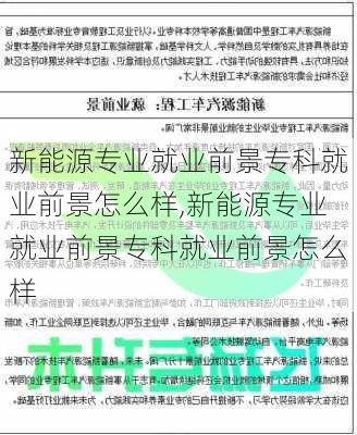 新能源专业就业前景专科就业前景怎么样,新能源专业就业前景专科就业前景怎么样