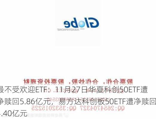 最不受欢迎ETF：11月27日华夏科创50ETF遭净赎回5.86亿元，易方达科创板50ETF遭净赎回4.40亿元