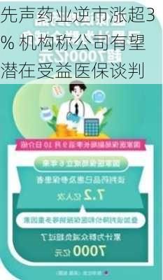 先声药业逆市涨超3% 机构称公司有望潜在受益医保谈判